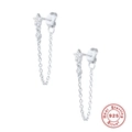 Pendientes de estrella de plata de ley S925 con un delicato diseño de borla de cadena - Oro blanco