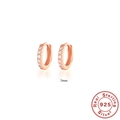 7mm S925 sterling silver rose gold hoop earrings with clear cubic zirconia stones - 925 Silver / 7mm / Rose Gold with White Rhinestone