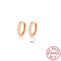 8mm rose gold plated S925 sterling silver hoop earrings with white zircon stones - 925 Silver / 8mm / Rose Gold with White Rhinestone