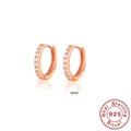9mm rose gold plated S925 silver hoop earrings with micro-set white zircon stones - 925 Silver / 9mm / Rose Gold with White Rhinestone
