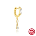 Gold plated S925 sterling silver hoop earring with marquise and teardrop zircon drops - Marquise Teardrop Earring (#1) / Gold