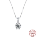 Collier en argent sterling S925 avec pendentif moissanite 1 carat sur monture starburst - Argent 925 / Or Blanc (Avec Certificat)
