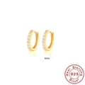 S925 sterling silver 8mm gold hoop earrings with sparkling white zircon pave setting - 925 Silver / 8mm / Gold With White Rhinestone