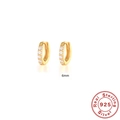 6mm gold-plated S925 sterling silver huggie earrings with white zircon accents - Inlaid with White Zirconia / 925 Silver / 6mm / Gold