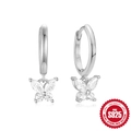 Sparkling S925 sterling silver butterfly hoop earrings with clear marquise zircon stones - Style 2 Silver-White Zirconia