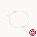Minimalist S925 sterling silver gold bracelet featuring two sparkling zircon birthstones - Gold August