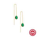 Eleganti orecchini a goccia S925 in argento dorato con pietre rosa champagne lucide - Argento 925 / Oro-Zircone Verde