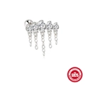 S925 Sterling Silber Knorpelstecker mit V-Ketten-Quasten und weißen Zirkonia-Steinen - 5-Stein Quaste (Silber)