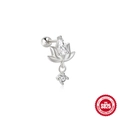 S925 Sterling Silber Lotus Ohrstecker mit tropfenförmigem Zirkon und Schraubverschluss - Lotus Tropfen (Silber)