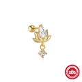 Minimalistischer goldener Lotus-Ohrstecker aus S925 Silber mit birnenförmigem Zirkon - Lotus Tropfen (Gold)