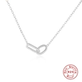 Halskette aus 925er Sterlingsilber mit ineinandergreifenden Ringen und Zirkonia-Besatz - 925er Silber / Weißgold