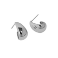 Minimalist S925 sterling silver oval stud earrings with polished silver finish - 925 Silver / Silver