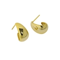 Minimalist gold teardrop C-shape hoop earrings in polished S925 sterling silver - 925 Silver / Gold