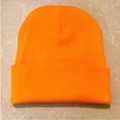 Vibrant neon orange acrylic knit beanie hat for winter outdoor activities and hip-hop style - Orange / L (54-60cm)