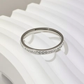 Elegant eternity ring with shimmering pavé set cubic zirconia in silver finish - Size 7 / Clay-set Rhinestone Slim Style (38-D-2) / Steel
