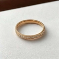 Elegant rose gold stainless steel ring featuring a full band of shimmering pave zircons - US 7 / Clay Rhinestone Ring / Rose Gold
