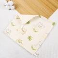 Cotton gauze baby handkerchief featuring cartoon dinosaur prints and a hanging loop - Leaf Dinosaur