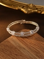 Elegant silver double-layer wrap bracelet with shimmering clear cubic zirconia stones - Silver (Five White Zirconia)