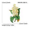 Vintage lilac floral brooch with yellow flowers and green leaves, 5.5cm x 3.3cm size - Yellow 2588-yl