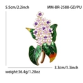Vintage lilac flower brooch in purple and white enamel finish with golden stem - Gold Purple 2588-gd/pu