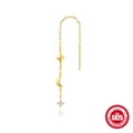 Orecchini a nappa in argento 925 dorato con pendenti a stella e luna in zircone - Stile Frangia con Stella Luna Croce Fiore / Stile Oro