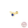 925 Sterling Silver bee stud earring with blue zircon stone and screw back design - Gold Blue Zircon Single