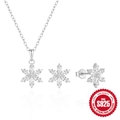 Elegantes Schmuckset aus S925 Sterlingsilber mit Schneeflocken-Halskette und Ohrringen - 925er Silber / Weißgold