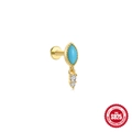 S925 sterling zilveren gouden oorknopje met marquise turquoise en witte zirkonia's - #1 Goud-Enkel