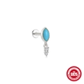 S925 sterling zilveren oorknopje met marquise-turkoois en details van zirkoon - #1 Zilver - Enkel Stuk