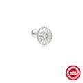 S925 sterling zilveren flat back oorknopje met zonnestraal ontwerp en heldere zirkoon - #2 Zilver - Enkel Stuk