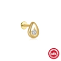 S925 sterling zilveren goudkleurige teardrop labret met glinsterende zirkoon edelsteen - Goud-Enkel stuk