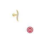 Vergulde S925 sterling zilveren platte achterkant met gebogen zirkonia inlay - Goud-Enkel stuk
