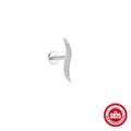 S925 sterling zilveren gebogen oorbel met zirkoniasteentjes op witte achtergrond - #4 Zilver - Enkel Stuk