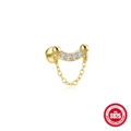 S925 sterling zilveren gouden kraakbeenpiercing met zirkoon en fijne ketting - #5 Goud - Enkel Stuk