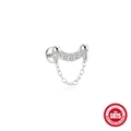 S925 sterling zilveren oorknopje met turquoise kraal en hangende ketting op witte basis - #5 Zilver - Enkel Stuk