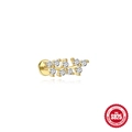 Gouden S925 zilveren kraakbeenpiercing met turquoise en bladvormig cluster van zirkonia - #6 Goud-Enkel