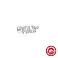 S925 sterling zilveren tak oorknopje met 8 witte zirkonia en platte achterkant - #6 Witgoud-Enkel