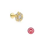 S925 sterling zilveren 18K gouden labret stud met zeshoekige witte zirkonia zettingen - #8 Goud-Enkel
