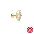 S925 zilveren waaiervormige kraakbeenpiercing met vijf witte zirkonia steentjes - #9 Goud-Enkel