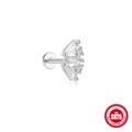 S925 sterling zilveren waaier-labret stud met turquoise en heldere zirkoonstenen - #9 Witgoud-Enkel