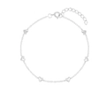 Elegant S925 sterling silver chain bracelet with six minimalist heart-shaped charms - 925 Silver / White Gold