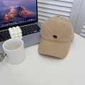 Casquette de baseball minimaliste en coton kaki avec broderie ours noir sur le devant - 56-60cm (Ajustable) / Khaki