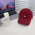 Casquette de baseball rouge foncé en coton avec broderie ours blanc style décontracté - 56-60cm (Ajustable) / Bordeaux