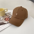 Retro dark brown cotton baseball cap with white embroidered Y on a minimalist white table - 56-58cm (Adjustable) / Brown