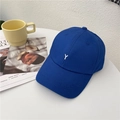 Cappellino da baseball in cotone blu reale con ricamo lettera Y bianca stile rétro - 56-58cm (Regolabile) / Blu Reale
