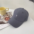 Berretto da baseball in cotone grigio scuro con ricamo lettera Y bianca stile casual chic - 56-58cm (Regolabile) / Grigio