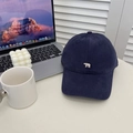 Casquette de baseball bleu foncé en coton brossé avec broderie d'ours polaire - 56-60cm (Ajustable) / Bleu Marine