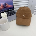 Casquette de baseball en coton brossé marron avec broderie d'ours polaire blanc - 56-60cm (Ajustable) / Chameau
