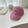 Gorra de béisbol rosa fucsia lavada con bordado de corazón y estilo retro suave - 56-59cm(Ajustable) / Rosa