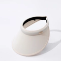 Minimalist beige sun visor hat with wide brim and small golden metallic logo tag - 55-60cm (Adjustable) / Beige